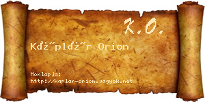 Káplár Orion névjegykártya